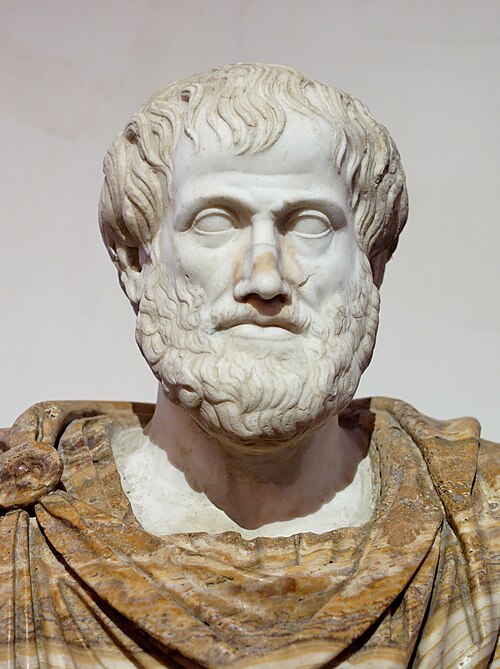 A Roman marble bust of Aristotle, copy of a lost bronze by Lysippos