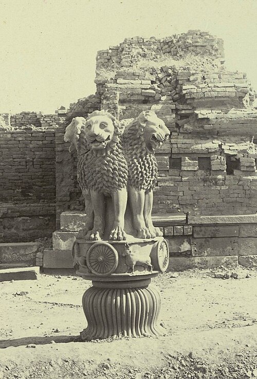A c.1905 photograph of the real Lion Capital of Ashoka at Sarnath