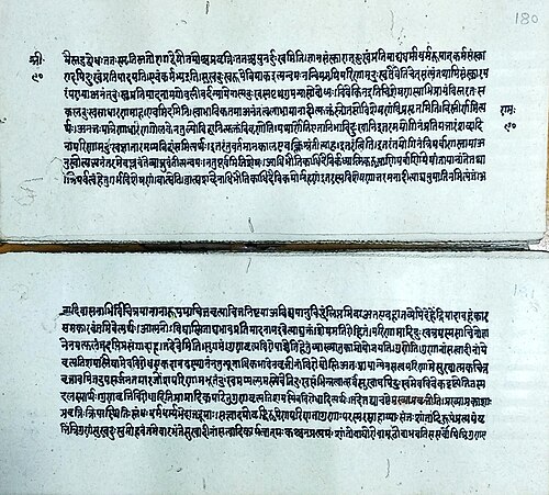 A page from a historical manuscript of Patanjali's Yoga Sutras, National Library of India